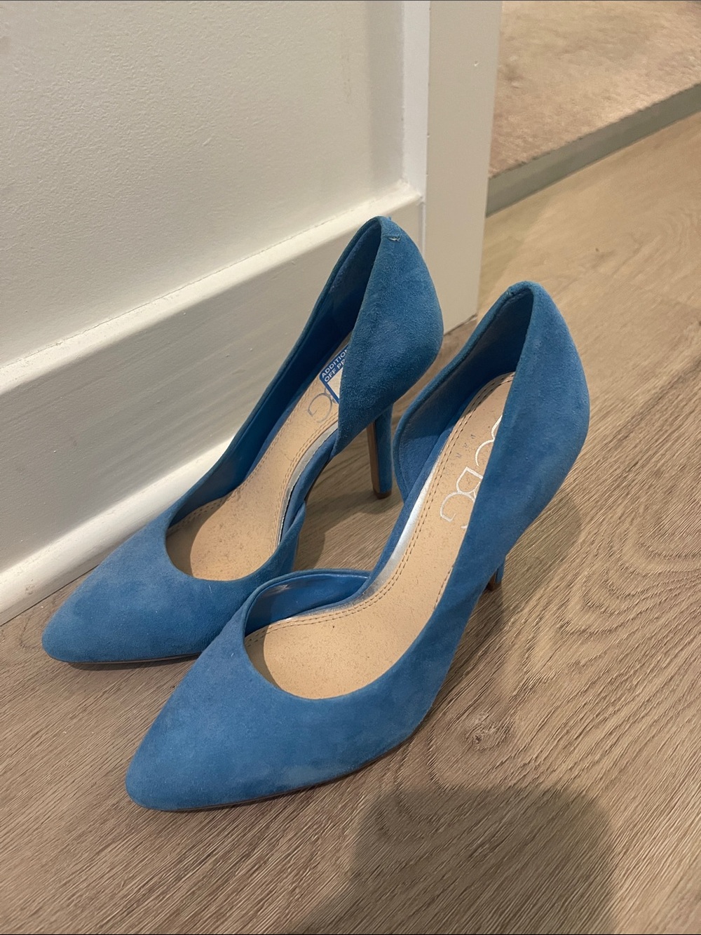 BCBG Paris Blue Suede Pointed-Toe Pumps